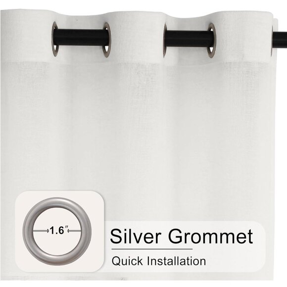 Macochico Extra Long Linen Sheer Curtains - Picture 4 of 7